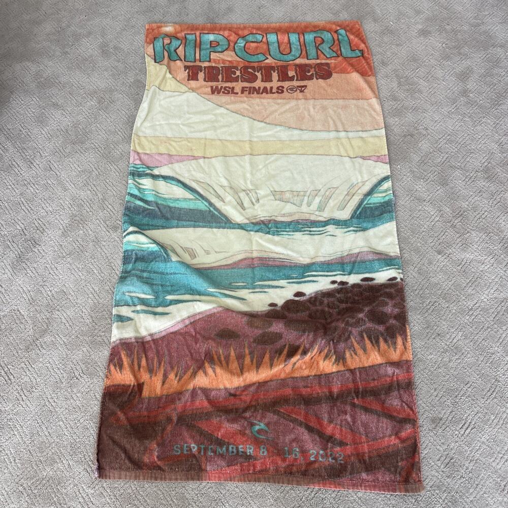 Vtg RIP CURL Beach Towel Trestles WSL Finals 2022 29” X 60” California Surfing